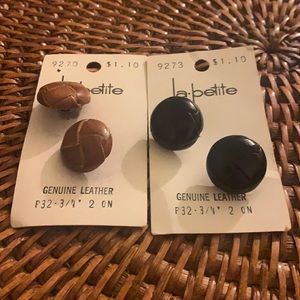 Vintage Buttons 3/4” - 2 sets - Total of 4 Genuine Leather Buttons la petite NWT